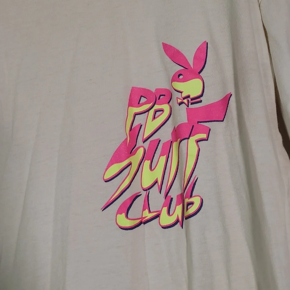 Playboy By Pacsun PB Surf Club Neon 80s Style Front Back Tee Tshirt Mens Size M - Picture 8 of 10